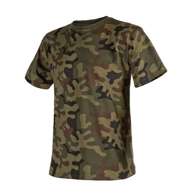 Crewneck camo T-shirt in olive green and dark brown