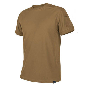 Tan tactical crew-neck T-shirt, short sleeves