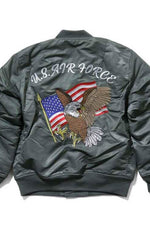 Houston Custom MA-1 USAF Embroidery Jacket Olive Drab / XL (X-Large) (7103488393400)