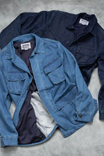 Houston 3 Layer Denim Fatigue Jacket Vintage Wash Blue / XL (X-Large) (7103489376440)