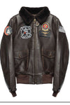Houston USN G-1 Goat Leather Flight Jacket With Patches (7103490490552)