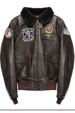 Houston USN G-1 Goat Leather Flight Jacket With Patches (7103490490552)