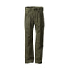 Olive drab army-style field pants with buttoned fly, belt loops, and cargo pockets