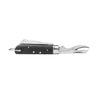Black 2-piece pocket knife with two blades open, textured handle and metal bolster