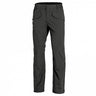 Dark gray waterproof rain pants with flap cargo pockets and ankle cuffs