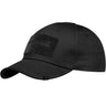 Tactical twill BB cap in black with front Velcro patch and curved brim