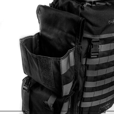 Black tactical side pocket with open pouch and webbing straps