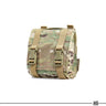 Olive drab modular tactical pouch with front straps and buckle closure