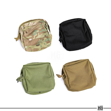 Small utility pouches in four colors: camo, black, olive green, and tan.