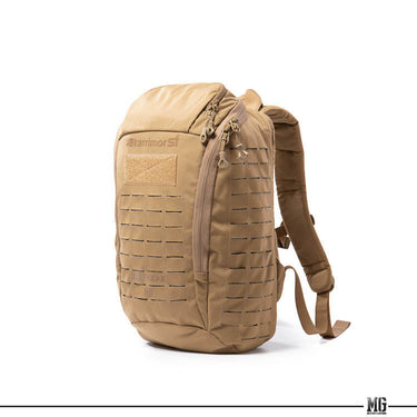 Karrimor SF MODI 15L backpack in coyote/tan with front zip organizer and shoulder strap
