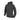 Dark charcoal softshell jacket with hood, center zipper, and zippered sleeve pockets