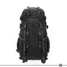 Black 75L rucksack with MOLLE-style webbing, front straps, and adjustable shoulder straps