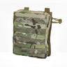 Multicam utility pouch with MOLLE straps and side zipper pocket, close side view