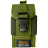 Olive clip-on PDA phone holster with black belt clip and fabric sheath
