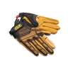 Pair of work gloves with brown suede palm and black mesh back, M-Pact armor