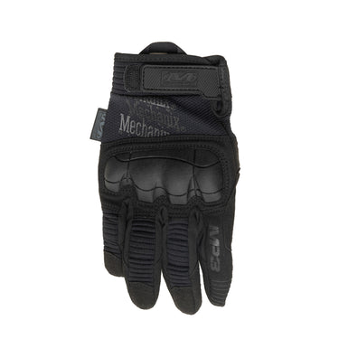 M-Pact 3 gloves in dark black with knuckle guards and textured grip palm