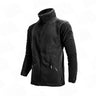 Black fleece jacket with stand collar, full zip front, and two zip pockets