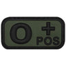 3D Velcro blood group patch, olive green with black O+ and cross
