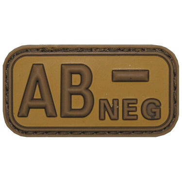 3D Velcro blood group patch, tan/brown with AB NEG lettering