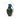 Grenade-shaped key chain holder with blue top and metal keyring