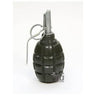 Dark green grenade-shaped key chain holder with metal ring and pin