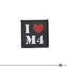 MG Military I Love M4 hook-and-loop patch, black square with white letters and red heart