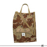 Tactical tote bag with desert camouflage print, front pocket, and webbing shoulder strap