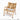 Foldable camping chair in tan desert camo fabric with wooden armrests and slatted seat base