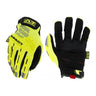 Two work gloves, hi-vis yellow and black, front and back views with padded palms