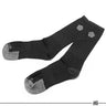 Black merino lightweight socks with gray heel/toe and two small pentagon logos