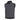 Dark gray duck down vest with stand collar, full-zip front, quilted panels