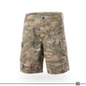 Camouflage cargo shorts with waistband and front pleats
