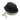 Black bucket hat with ruffled band and adjustable chin strap cords