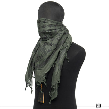 Pentagon Atreus Shemagh scarf, dark green camo with black stripes and tassels