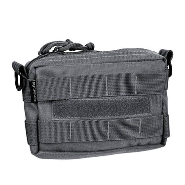 Pentagon harness pouch in dark gray with MOLLE webbing and front patch