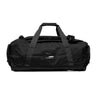 Black 70L duffle bag with top carry handle and side compression straps