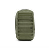 Olive tactical backpack with front MOLLE webbing and padded top