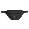 Black fabric waist pouch with zip pocket and adjustable strap
