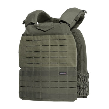 Wolf Grey tactical vest with front MOLLE panel grid and padded shoulder straps