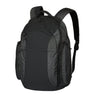 Black backpack with textured side pocket panels and adjustable shoulder straps