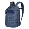 Blue heather nylon MOLLE backpack with front zip pocket and adjustable shoulder straps