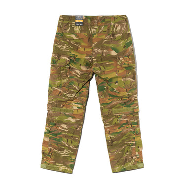 Camouflage tactical pants with cargo pockets and back yoke detail