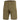 Green cargo shorts with belt loops, zip fly, and flap pockets