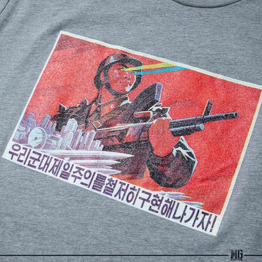Qilo North Korea Propoganda Tee Heather Grey / XL (X-Large)