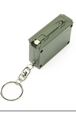 Retro Motif US Army Cal 30 Ammo Box Style LED Keychain & Tape Measure