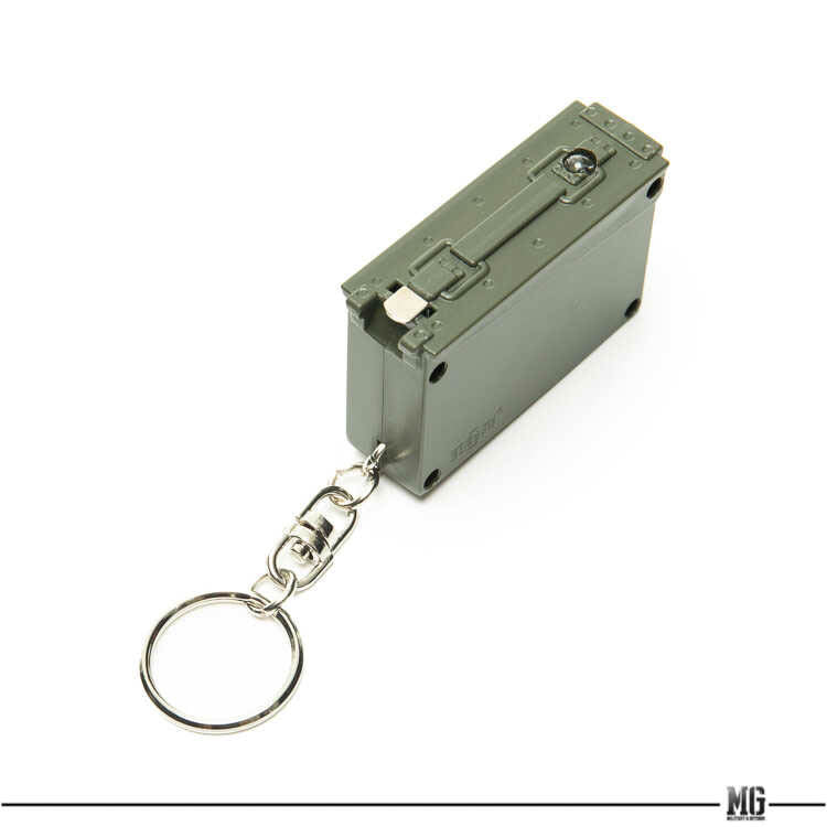 Retro Motif US Army Cal 30 Ammo Box Style LED Keychain & Tape Measure