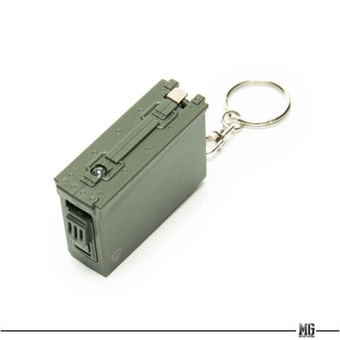 Retro Motif US Army Cal 30 Ammo Box Style LED Keychain & Tape Measure Olive Drab
