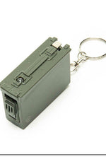 Retro Motif US Army Cal 30 Ammo Box Style LED Keychain & Tape Measure Olive Drab