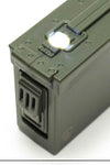 Retro Motif US Army Cal 30 Ammo Box Style LED Keychain & Tape Measure Olive Drab