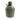 Olive plastic canteen with screw cap and carrying clip, engraved warning text
